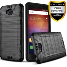 Huawei Ascend XT Case, 2-Piece Style Hybrid Shockproof Hard Case Cover with [Premium Screen Protector] Hybird Shockproof And Circlemalls Stylus Pen (Black)